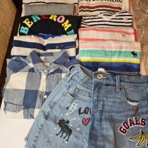 Abercrombie Striped and Graphic T-Shirts with Embroidered Denim Shorts